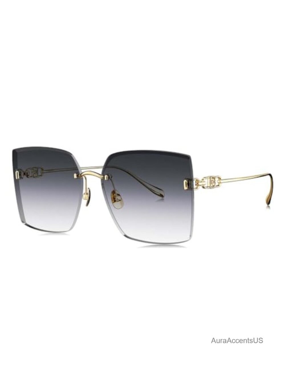 Oversized Square Titanium Sunglasses UV400 Gradient Lens Travel Driving